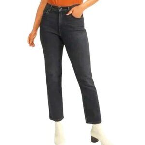 EVERLANE THE CHEEKY BOOTCUT JEAN CROPPED VINTAGE BLACK WASH HIGH RISE STRETCH 27